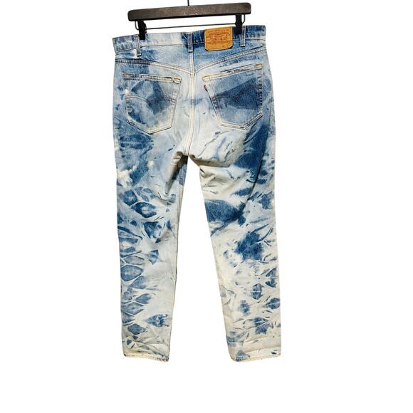 Vintage Levi’s Tie Dye 505 Style Wide Leg Bleached Washed Loose Fit Denim Jeans - Picture 2 of 10